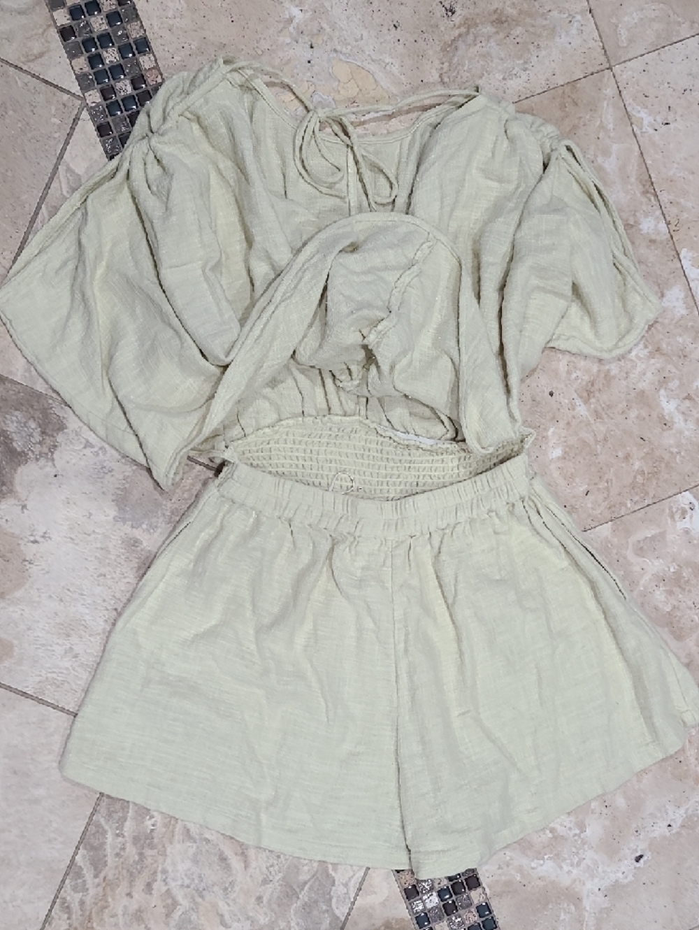 Free People Sage Green  Romper with Elastic Waist - Picture 7 of 8